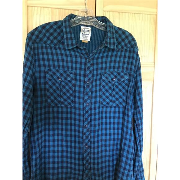 44mm Legendary Work Wear Original Vintage Men’s XL Blue Plaid Snap Button Shirt - Picture 12 of 16